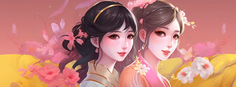 38女神节手捧花的女神唯美卡通人物背景插画素材粉色唯美背景素材,插画/手绘图,插画/手绘图库,插画/手绘图下载,插画/手绘